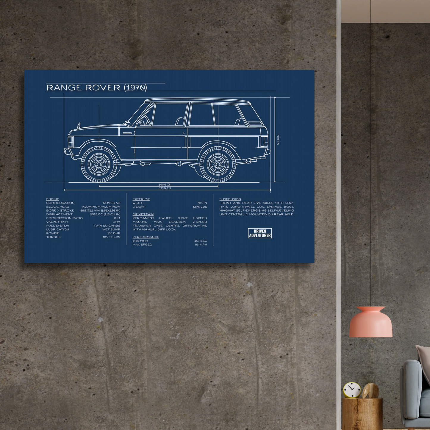 Range Rover Spec Sheet | Blueprint Edition Aluminum Print