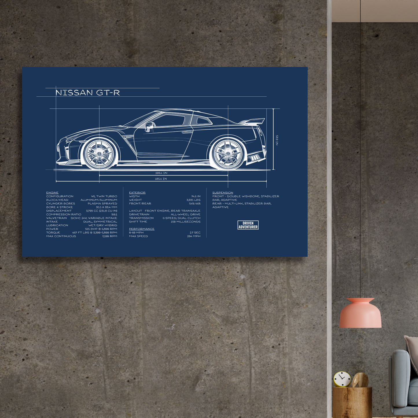 Nissan GT-R Spec Sheet | Blueprint Edition Aluminum Print