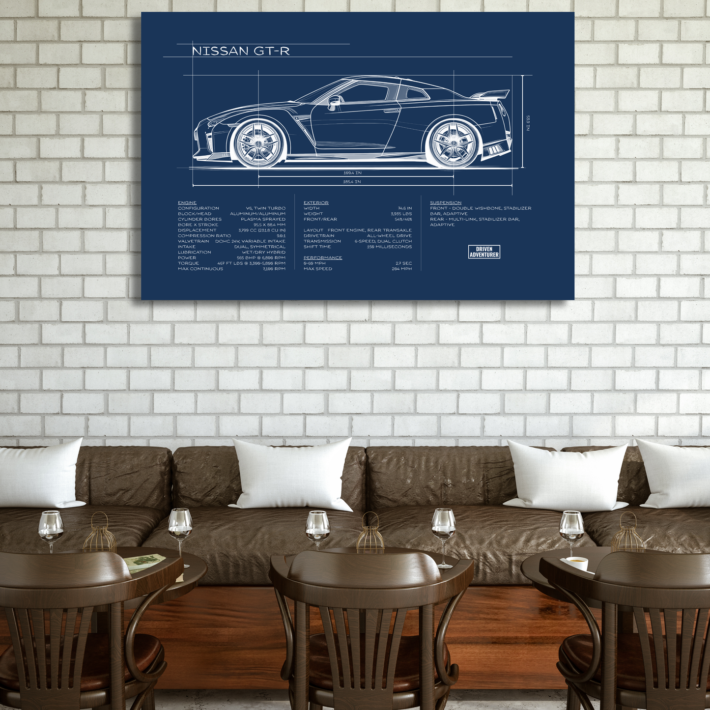 Nissan GT-R Spec Sheet | Blueprint Edition Aluminum Print