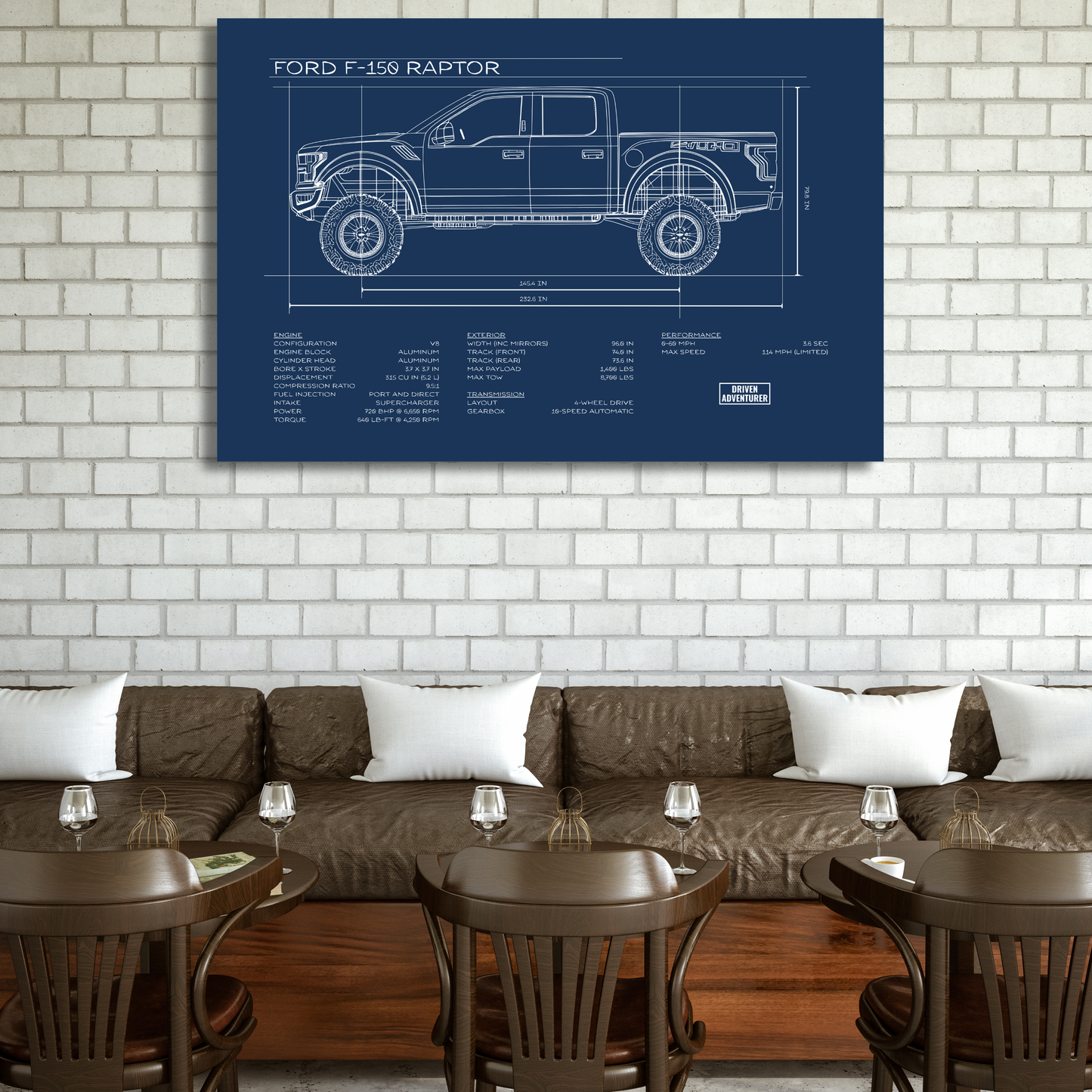 Ford F-150 Raptor Spec Sheet | Blueprint Edition Aluminum Print