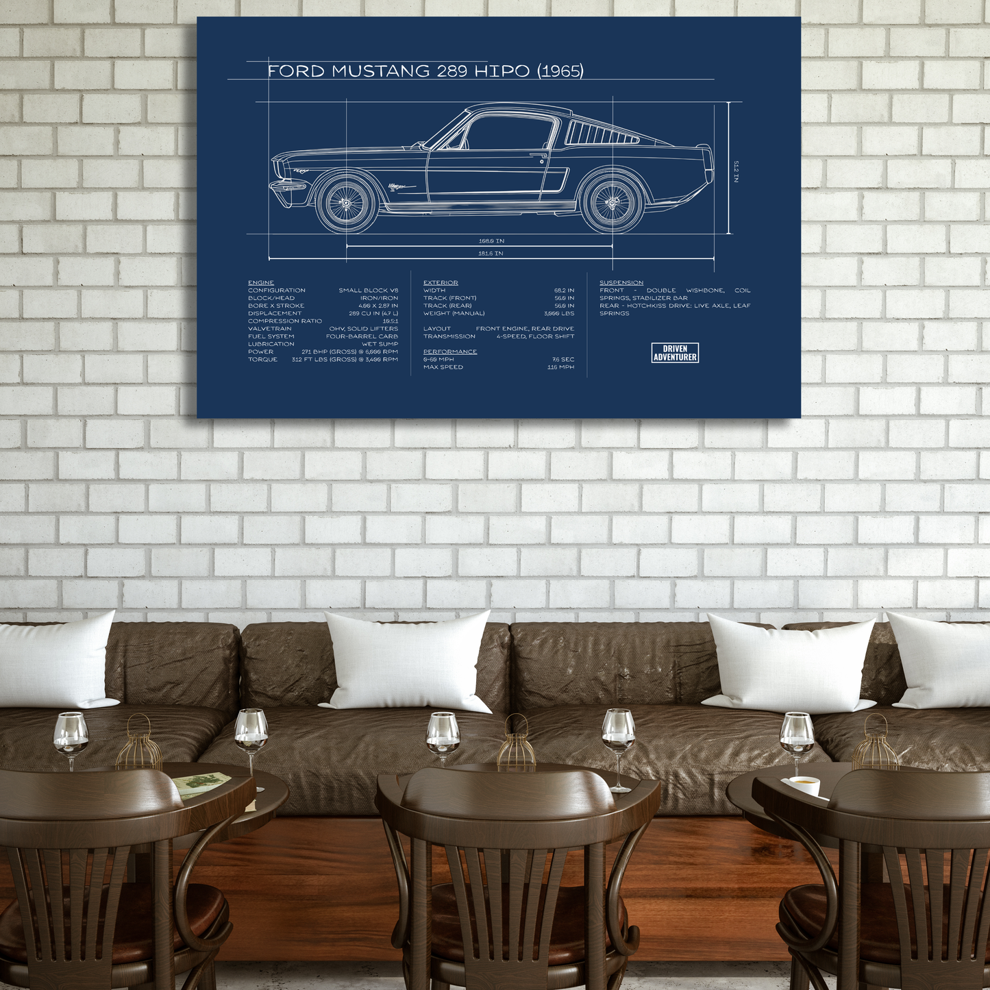Ford Mustang 289 HiPo Spec Sheet | Blueprint Edition Aluminum Print