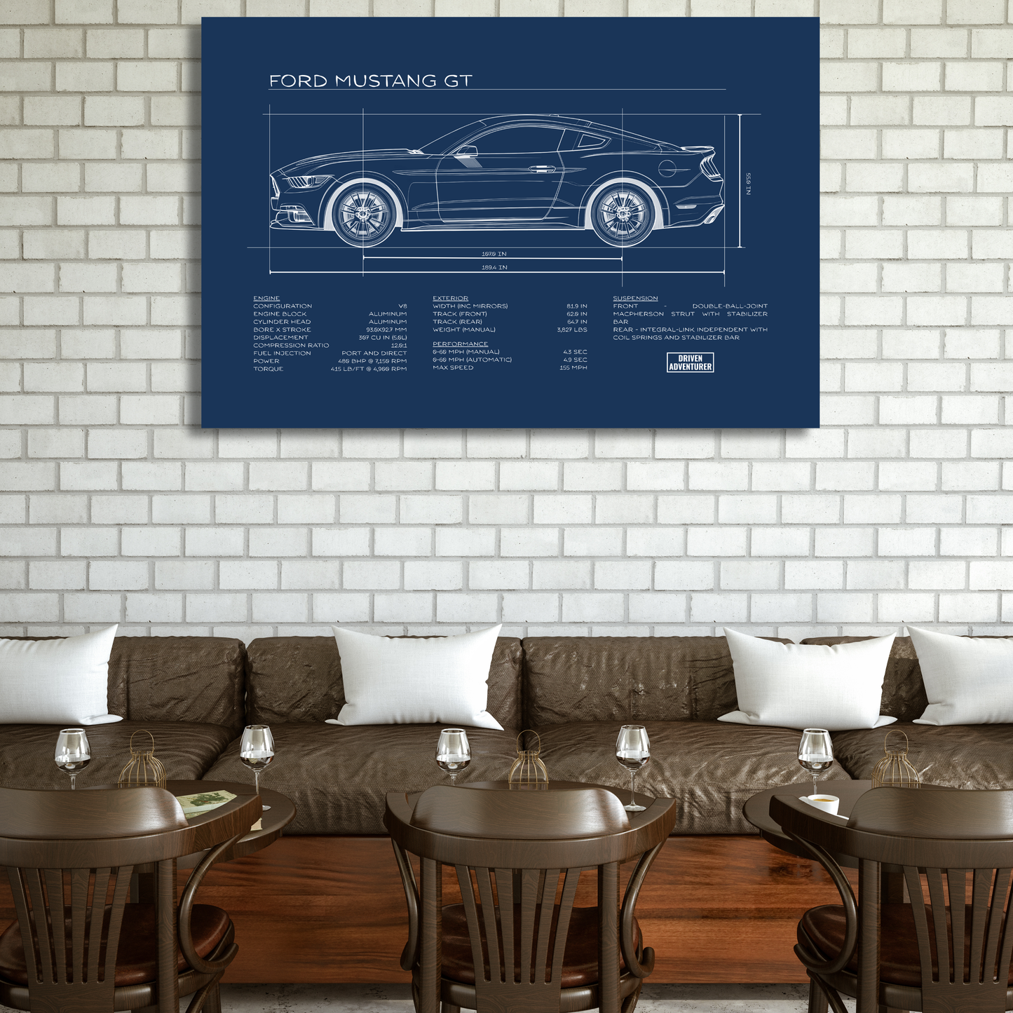 Ford Mustang GT Spec Sheet | Blueprint Edition Aluminum Print