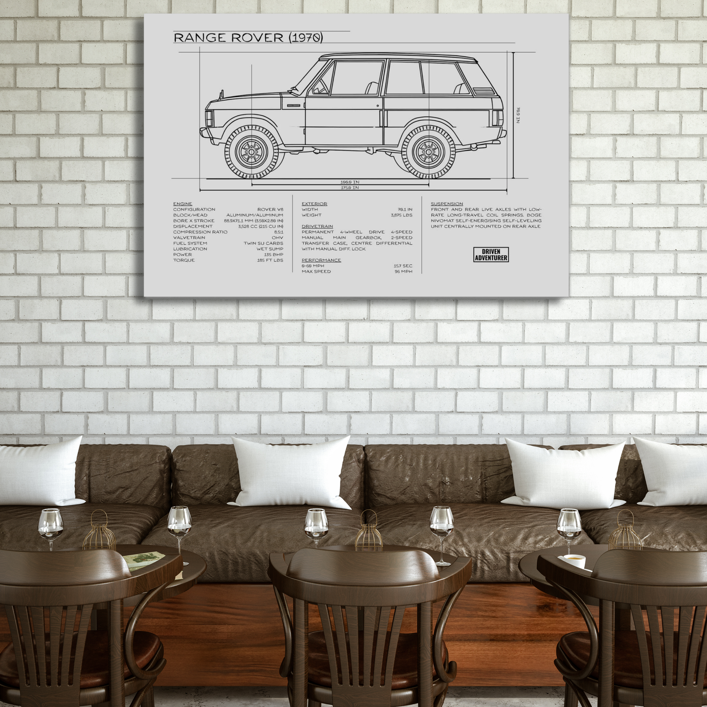 Range Rover Spec Sheet | Monochrome Edition Aluminum Print