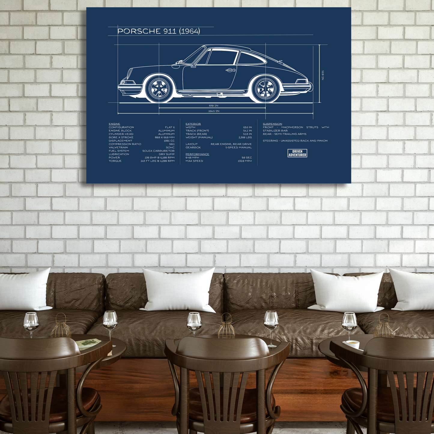Porsche 911 Spec Sheet | Blueprint Edition Aluminum Print