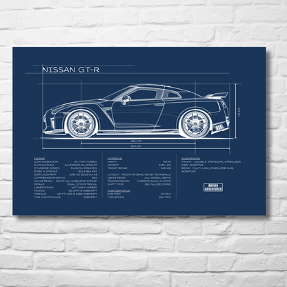 Nissan GT-R Spec Sheet | Blueprint Edition Aluminum Print