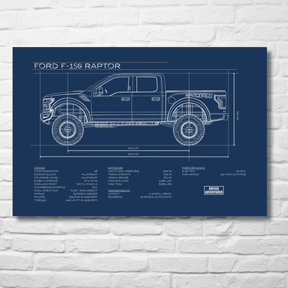 Ford F-150 Raptor Spec Sheet | Blueprint Edition Aluminum Print