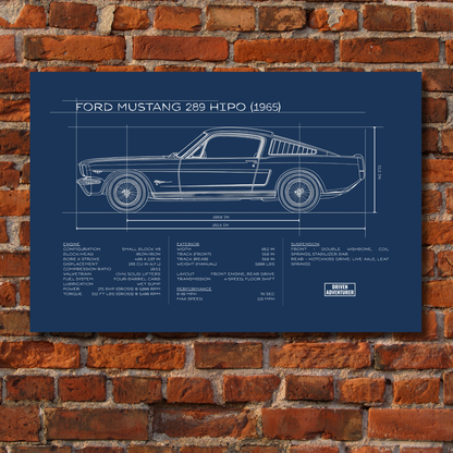 Ford Mustang 289 HiPo Spec Sheet | Blueprint Edition Aluminum Print