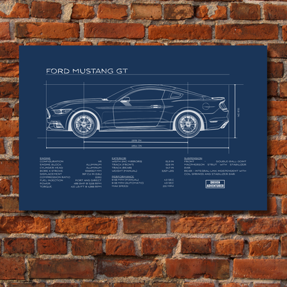 Ford Mustang GT Spec Sheet | Blueprint Edition Aluminum Print