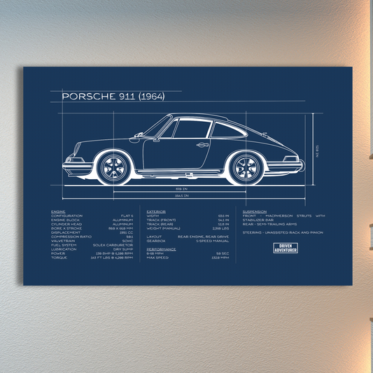 Porsche 911 Spec Sheet | Blueprint Edition Aluminum Print