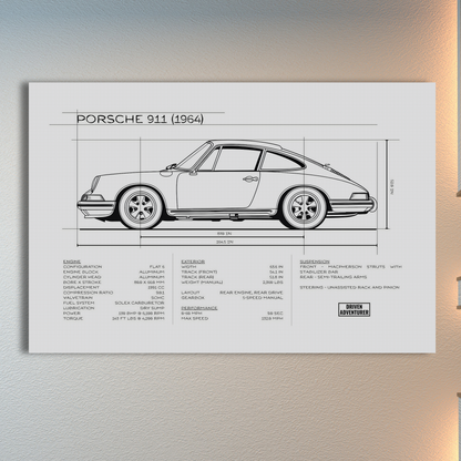 Porsche 911 Spec Sheet | Monochrome Edition Aluminum Print