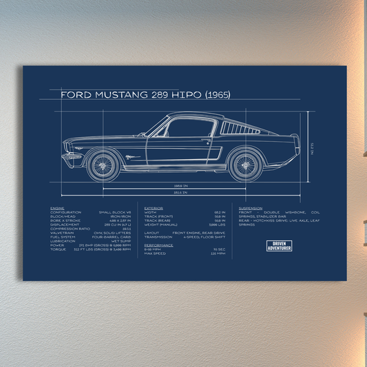 Ford Mustang 289 HiPo Spec Sheet | Blueprint Edition Aluminum Print