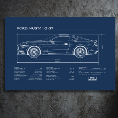 Ford Mustang GT Spec Sheet | Blueprint Edition Aluminum Print