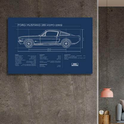 Ford Mustang 289 HiPo Spec Sheet | Blueprint Edition Aluminum Print