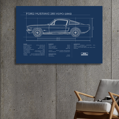 Ford Mustang 289 HiPo Spec Sheet | Blueprint Edition Aluminum Print