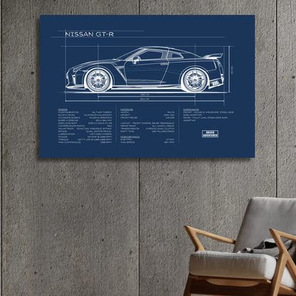Nissan GT-R Spec Sheet | Blueprint Edition Aluminum Print