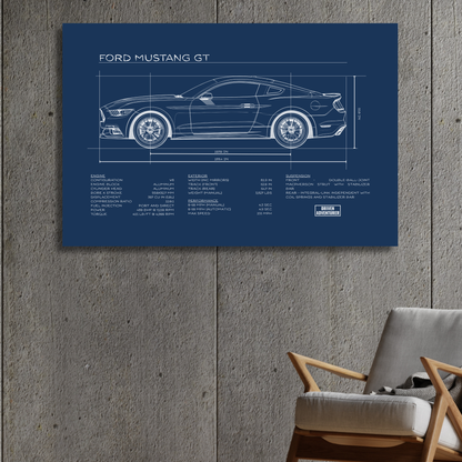 Ford Mustang GT Spec Sheet | Blueprint Edition Aluminum Print