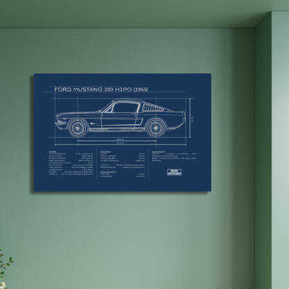 Ford Mustang 289 HiPo Spec Sheet | Blueprint Edition Aluminum Print