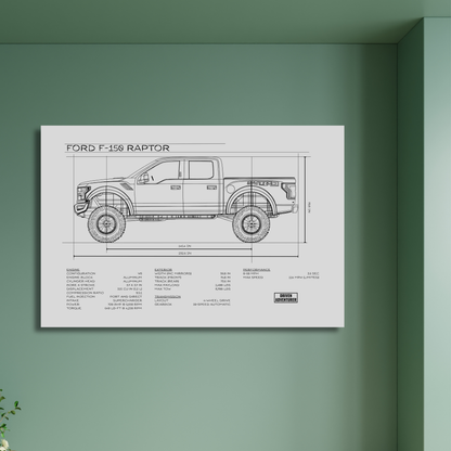 Ford F-150 Raptor Spec Sheet | Monochrome Edition Aluminum Print