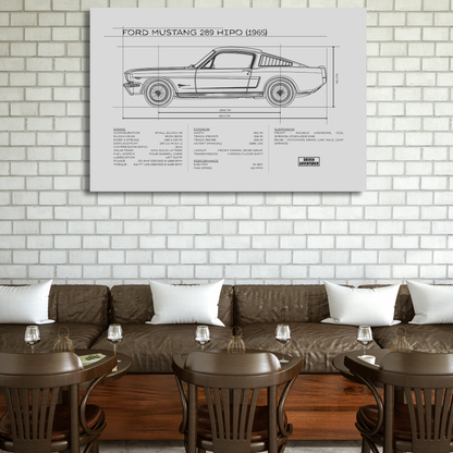 Ford Mustang 289 HiPo Spec Sheet | Monochrome Edition Aluminum Print