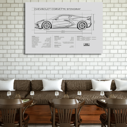 Chevrolet Corvette Stingray Spec Sheet | Monochrome Edition Aluminum Print